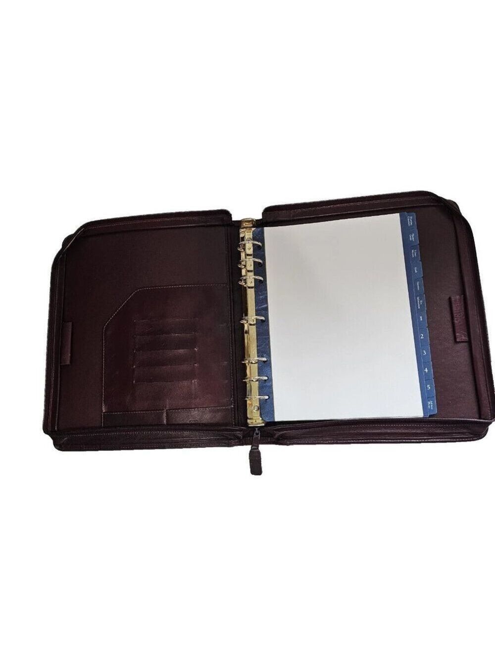 Franklin Quest Leather 7 Ring Binder Burgundy Organizer Dividers Card Holders - Picture 3 of 16